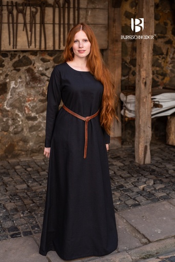 [030000OS22] Unterkleid Freya - Schwarz: Authentisches Untergewand für LARP und Reenactment