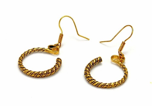 [07 OR 5 Schlae-G] Paar Bronzeohrringe 'Schläfenring, gedreht' - Accessoire, Schmuck für Mittelalter, LARP und Alltag