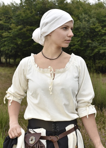 Mittelalter Bluse "Birga" mit Dreiviertel-Arm natur 100% Baumwolle Mittelalter Larp