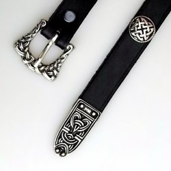 Wikinger Gürtel im angelsächsischen Stil mit Riemenende und Ziernieten, 2 cm - Accessoire für Mittelalter Reenactment & Larp