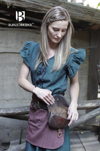 [030001SA30] Frauengewand Agga mit Schürze, Grün Mittelalterliches vom Burgschneider