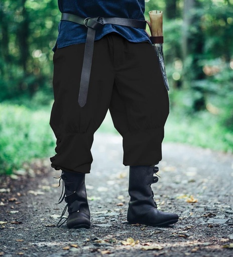 Wikingerhose mit Beinschnürung "Magnus" Schwarz Baumwolle - Mittelalter Gewand Larp & Reenactment