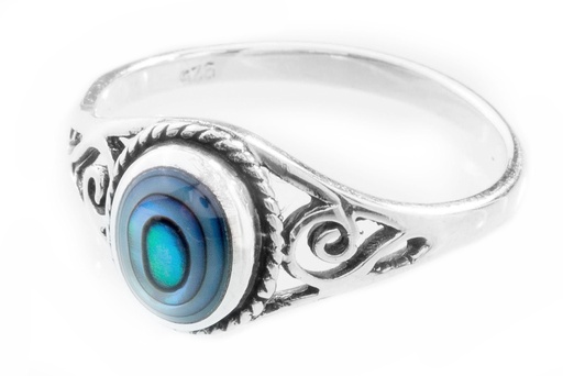 [r403-2] Ring Muirne aus Silber 925 – Boho Ring mit Pauamuschel (Seeopal) 9 mm