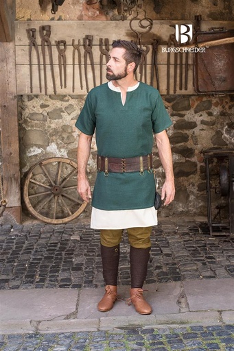 Kurzarmtunika Aegir, Grün Mittelalterliches vom Burgschneider