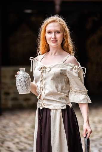 Bluse schulterfrei natur mit Trägern und Schnürung