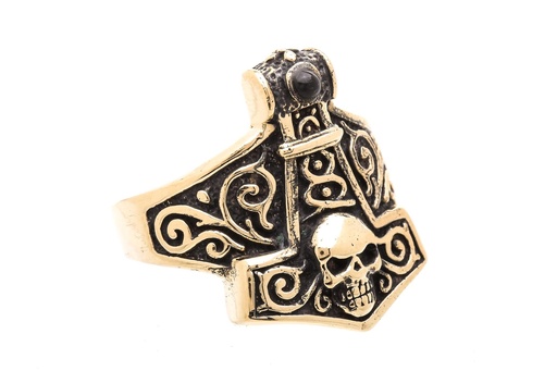 [rb649] Wikingerring Thorunn Thorshammer Bronze - Schmuck Accessoire für Historische Gewandungen, Reenactment und Liverollenspiel