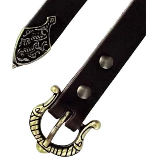 Norwegischer Wikinger Gürtel mit Riemenende 2 cm  - Accessoire für Mittelalter Reenactment, Larp & Fantasy Gewandung
