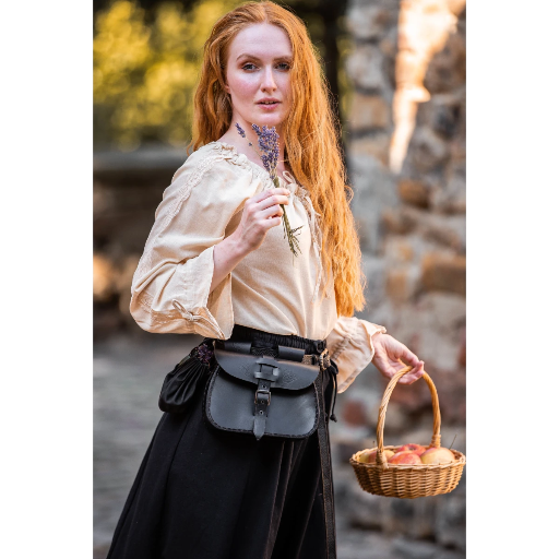 Bluse aus Baumwolle mit Spitzenband Historisches Kostüm für Mittelalter und Larp