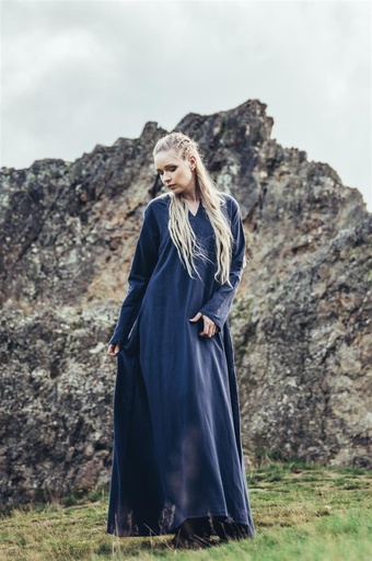 [4887bl] Wikinger Unterkleid Baumwolle "Valdis" Dunkelblau