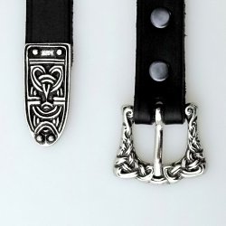Wikinger Gürtel mit Riemenzunge im angelsächsischen Stil, 2 cm - Accessoire für Mittelalter Reenactment, Larp & Fantasy