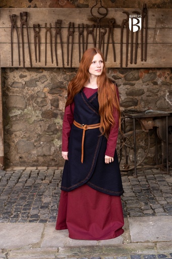 [090204BL32] Wickelkleid Myrana - Wolle Blau: Fantasievolles LARP-Gewand