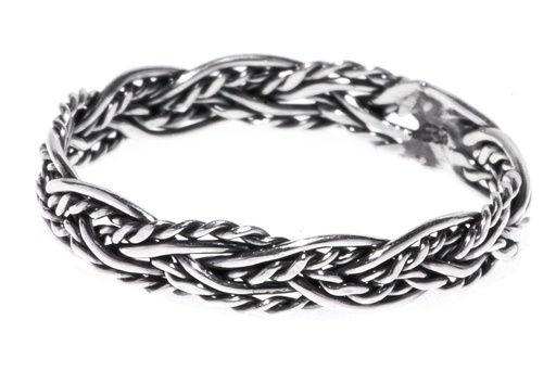 [r419] Ring Ricara aus Silber 925 – Zarter Wikinger Zopfring 3 mm handgeschmiedet