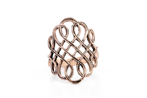 [rb509] Wikinger Damenring LUCIANA aus Bronze – 2,3 cm Vintage-Design mit Freyas Fackel und Ornamentik