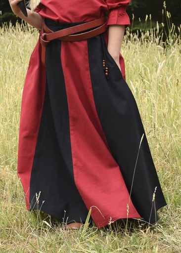 Kinder Mittelalter Rock Lucia schwarz-rot, Baumwolle - Gewand für Mittelalter, Larp und Reenactment