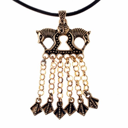Klapperanhänger mit Pferdeköpfen - Accessoire, Schmuck für Mittelalter, LARP und Alltag