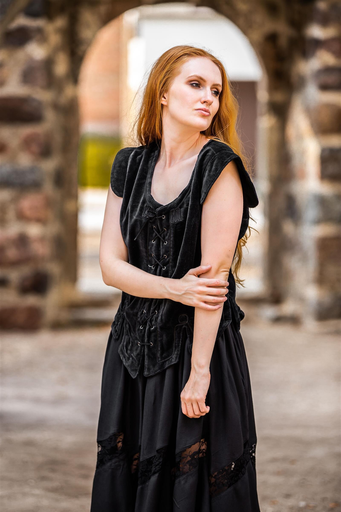 [6025] Samt-Miederweste "Adrienne" Schwarz