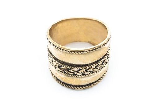 [rb593] Wikinger-Ring "Vercana" aus Bronze – Geflochtenes Muster für Reenactment & LARP 2 cm