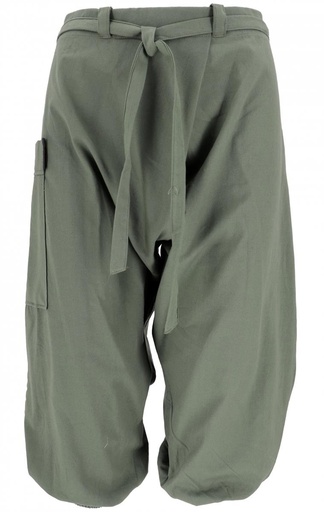 [41356-2] Baggy Shorts, Sarouel Hose - khakigrün - Ethno Goa Hippie Mode