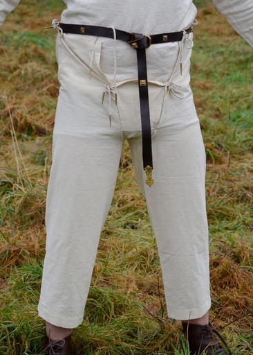 [ULF-CL-14N] Mittelalterhose aus Baumwolle mit Nesteln, naturfarben - Spätmittelalter Look von Mittelalter Shopping